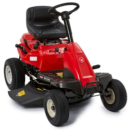 Red riding lawn mower on a white background