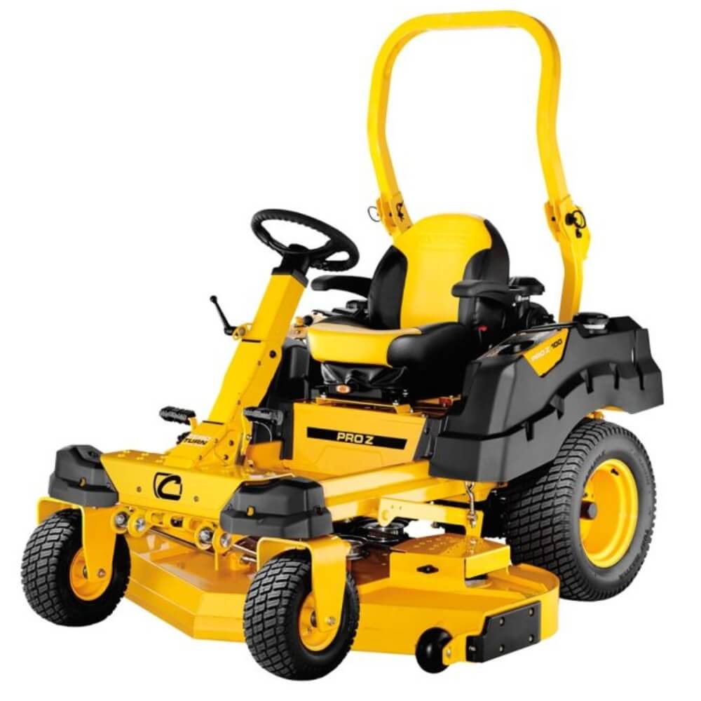 Cub Cadet Pro Z 148S yellow and black riding lawn mower on a white background