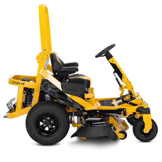 ZTX S4 yellow riding lawn mower on a white background
