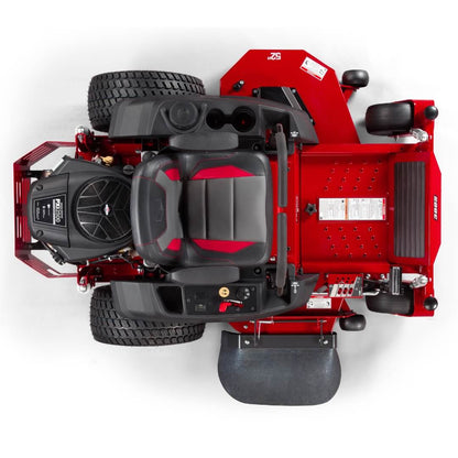 Red and black lawn mower on a white background